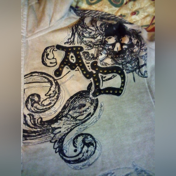 Artful Dodger Ancient Rustic Gothic Graphic Design Spray Hoodie Men's XL Wheat - Picture 8 of 16